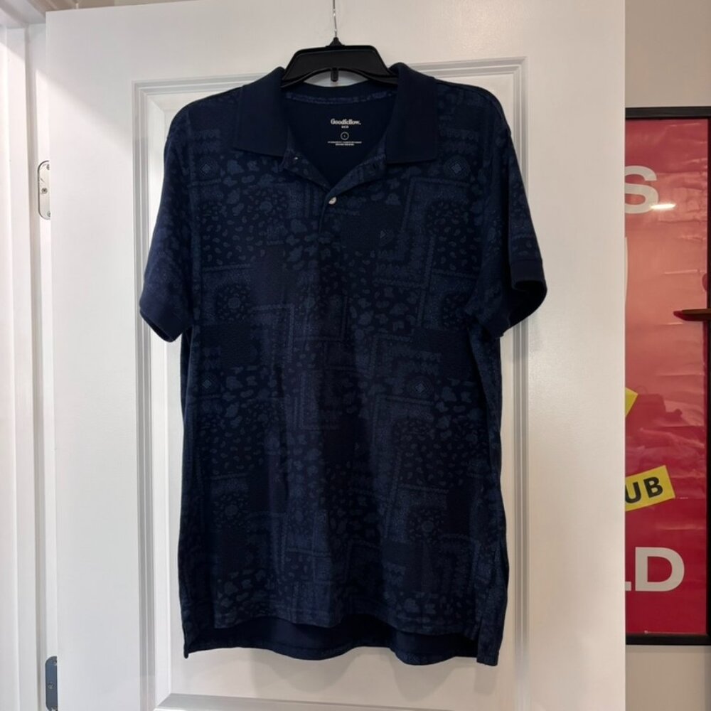 Men's Target Goodfellow & Co Navy Paisley Polo T Shirt